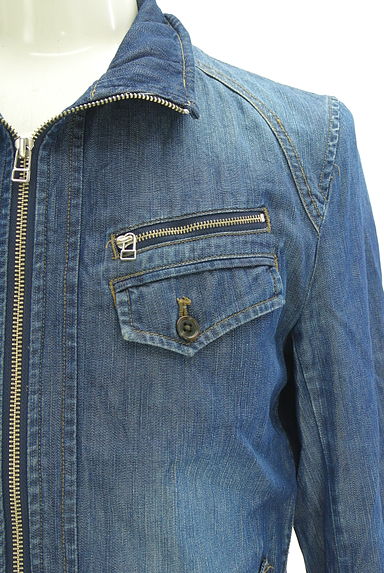 クリックで大画像表示 MEN'S MELROSE(メンズメルローズ)の古着「ダブルジップデニムジャケット(ブルゾン・スタジャン)」大画像5へ