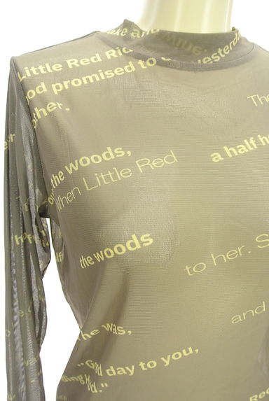 クリックで大画像表示 JEANASiS(ジーナシス)の古着「ロゴ総柄シアーニットトップス(カットソー・プルオーバー)」大画像4へ