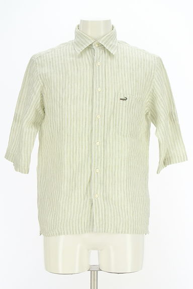 クリックで大画像表示 Crocodile(クロコダイル)の古着「ストライプ柄半そでリネンシャツ(カジュアルシャツ)」大画像1へ