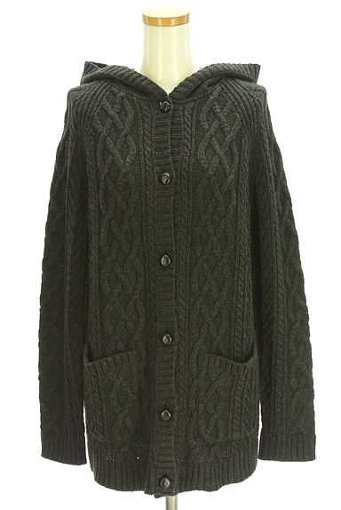 クリックで大画像表示 DO!FAMILY(ドゥファミリー)の古着「ケーブル編みフーディーニットカーディガン(カーディガン・ボレロ)」大画像1へ