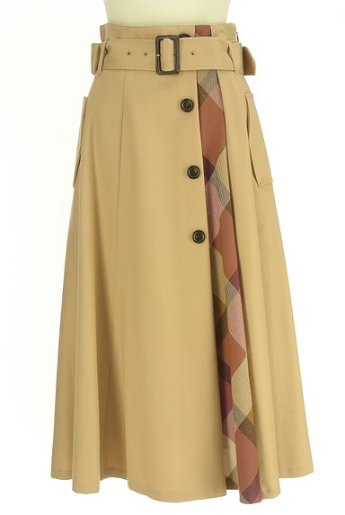 クリックで大画像表示 BLUE LABEL CRESTBRIDGE(ブルーレーベル・クレストブリッジ)の古着「チェック切替ロングフレアスカート(ロングスカート・マキシスカート)」大画像1へ