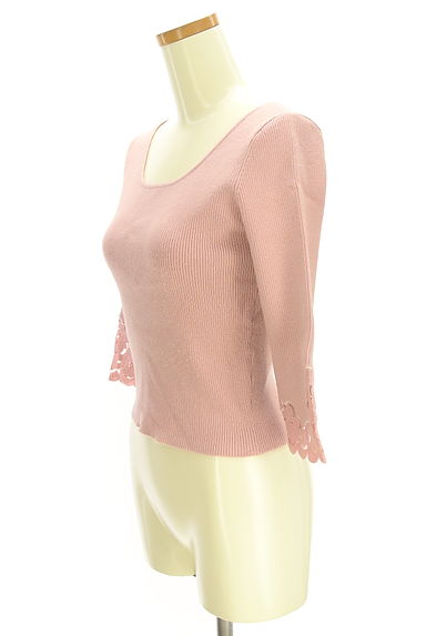 JILL by JILLSTUART（ジルバイジルスチュアート）の古着「袖口レース7分袖リブニットトップス（ニット）」大画像３へ