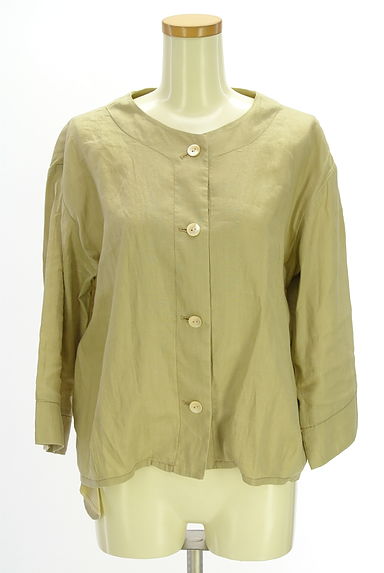 クリックで大画像表示 HUMAN WOMAN(ヒューマンウーマン)の古着「ノーカラーリネンジャケット(ジャケット)」大画像1へ