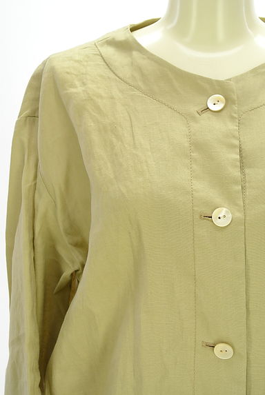 クリックで大画像表示 HUMAN WOMAN(ヒューマンウーマン)の古着「ノーカラーリネンジャケット(ジャケット)」大画像4へ