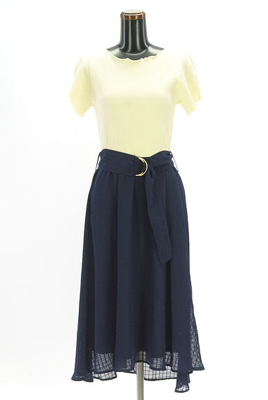 クリックで大画像表示 axes femme(アクシーズファム)の古着「リブ×シフォン切替ワンピース(ワンピース・チュニック)」大画像1へ