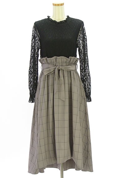 axes femme（アクシーズファム）の古着「ベルト付き異素材ドッキングロングワンピ（ワンピース・チュニック）」大画像１へ