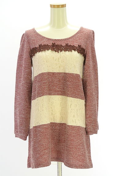 クリックで大画像表示 axes femme(アクシーズファム)の古着「レース切替ニットチュニック(ニット)」大画像1へ