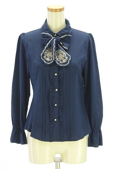 クリックで大画像表示 axes femme(アクシーズファム)の古着「リボンタイ付ピンタックブラウス(ブラウス)」大画像1へ