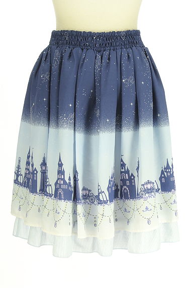 クリックで大画像表示 axes femme(アクシーズファム)の古着「膝丈プリントシフォンスカート(スカート)」大画像2へ