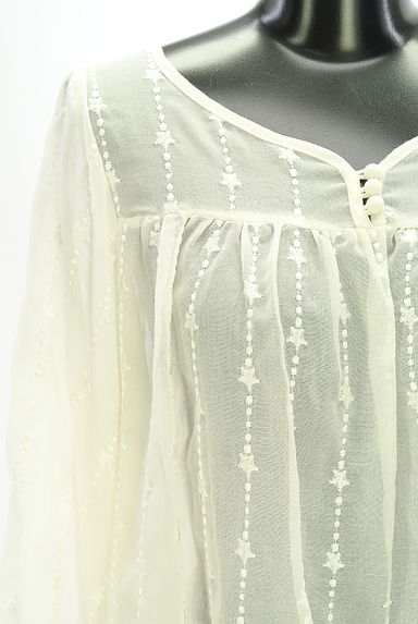 クリックで大画像表示 earth music&ecology(アースミュージック&エコロジー)の古着「刺繍入りシアーブラウス(カットソー・プルオーバー)」大画像4へ