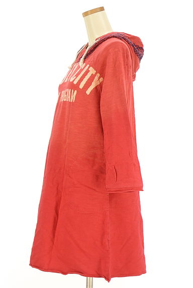 CUBE SUGAR（キューブシュガー）の古着「used加工フーディ膝丈ワンピース（ワンピース・チュニック）」大画像３へ