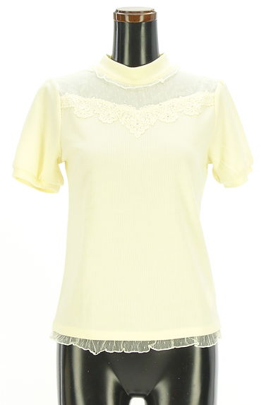 axes femme（アクシーズファム）の古着「ドットチュール切替モックネックリブトップス（カットソー・プルオーバー）」大画像１へ