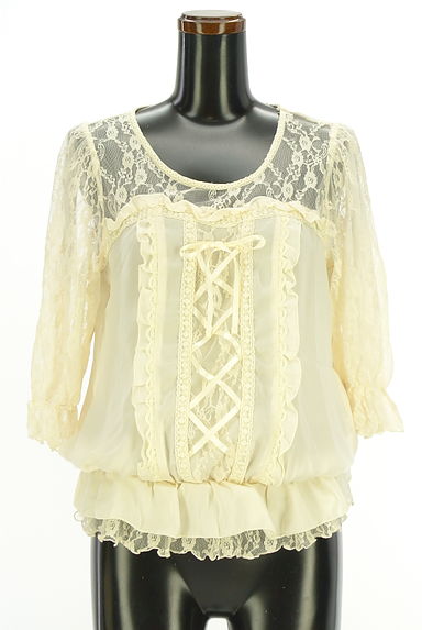 クリックで大画像表示 axes femme(アクシーズファム)の古着「7分袖レースカットソー(カットソー・プルオーバー)」大画像1へ