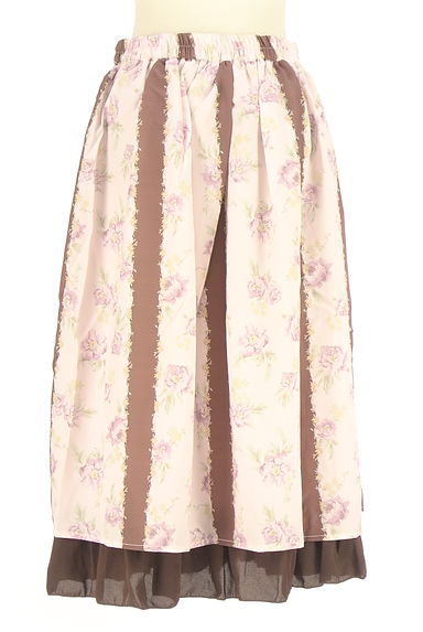 クリックで大画像表示 axes femme(アクシーズファム)の古着「裾フリル花柄ミモレスカート(ロングスカート・マキシスカート)」大画像2へ