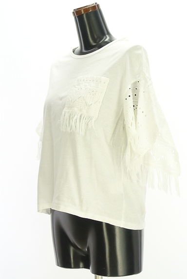 クリックで大画像表示 EZUMi(エズミ)の古着「YASUTOSHI EZUMI カットワークレース&フリンジ切替半そでカットソー(カットソー・プルオーバー)」大画像3へ