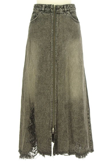 クリックで大画像表示 JEANASiS(ジーナシス)の古着「ダブルジップクラッシュブラックデニムスカート(ロングスカート・マキシスカート)」大画像1へ