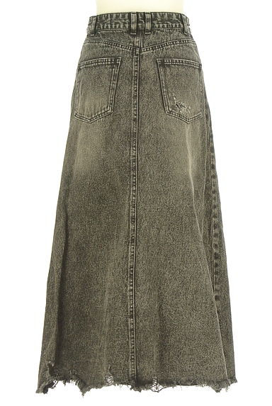 クリックで大画像表示 JEANASiS(ジーナシス)の古着「ダブルジップクラッシュブラックデニムスカート(ロングスカート・マキシスカート)」大画像2へ