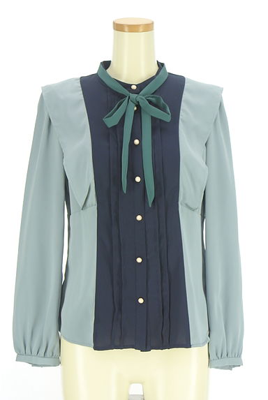 REDYAZEL（レディアゼル）の古着「リボン付きバイカラーブラウス（カットソー・プルオーバー）」大画像１へ