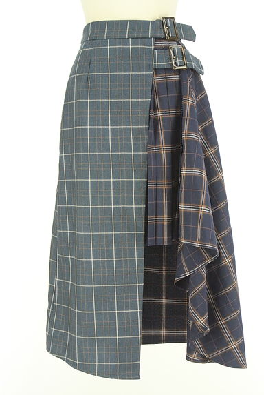 クリックで大画像表示 REDYAZEL(レディアゼル)の古着「バイカラーチェック柄ロング巻きスカート(スカート)」大画像1へ