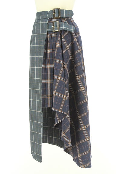 クリックで大画像表示 REDYAZEL(レディアゼル)の古着「バイカラーチェック柄ロング巻きスカート(スカート)」大画像3へ