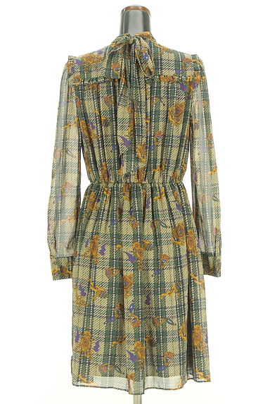 クリックで大画像表示 Lois CRAYON(ロイスクレヨン)の古着「チェック柄×エンブレム ボウタイシフォンワンピース(ワンピース・チュニック)」大画像2へ