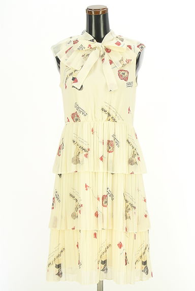 クリックで大画像表示 Lois CRAYON(ロイスクレヨン)の古着「ボウタイ付きノースリ総柄シフォンワンピース(ワンピース・チュニック)」大画像1へ