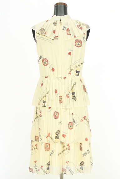 クリックで大画像表示 Lois CRAYON(ロイスクレヨン)の古着「ボウタイ付きノースリ総柄シフォンワンピース(ワンピース・チュニック)」大画像2へ