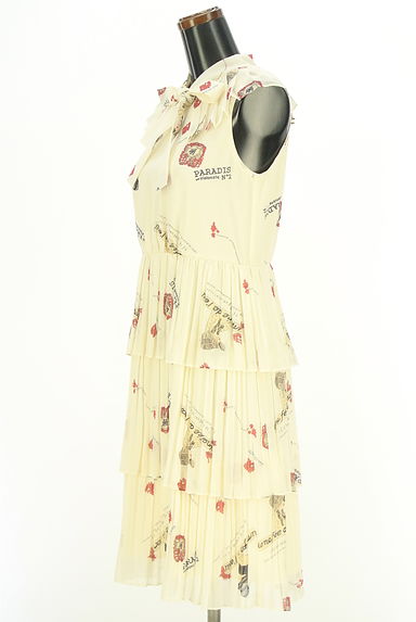 クリックで大画像表示 Lois CRAYON(ロイスクレヨン)の古着「ボウタイ付きノースリ総柄シフォンワンピース(ワンピース・チュニック)」大画像3へ