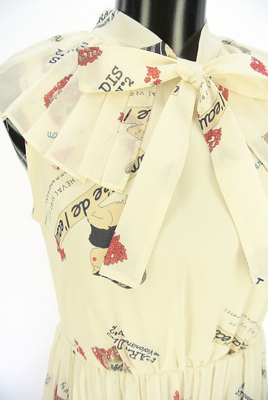 クリックで大画像表示 Lois CRAYON(ロイスクレヨン)の古着「ボウタイ付きノースリ総柄シフォンワンピース(ワンピース・チュニック)」大画像4へ