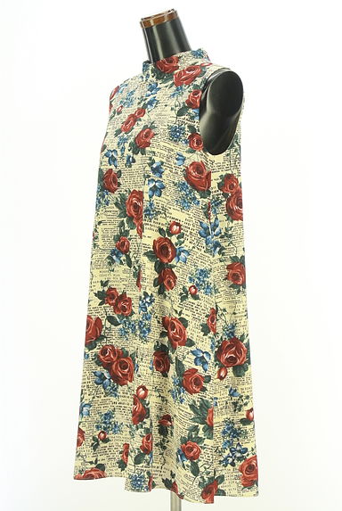 クリックで大画像表示 Lois CRAYON(ロイスクレヨン)の古着「ロゴ×花柄ノースリワンピース(ワンピース・チュニック)」大画像3へ