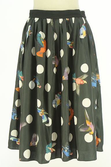 クリックで大画像表示 Lois CRAYON(ロイスクレヨン)の古着「ドット×鳥柄 ミディ丈フレアスカート(スカート)」大画像1へ