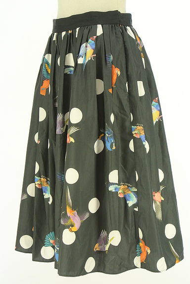 クリックで大画像表示 Lois CRAYON(ロイスクレヨン)の古着「ドット×鳥柄 ミディ丈フレアスカート(スカート)」大画像3へ