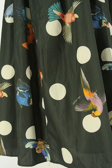 クリックで大画像表示 Lois CRAYON(ロイスクレヨン)の古着「ドット×鳥柄 ミディ丈フレアスカート(スカート)」大画像5へ