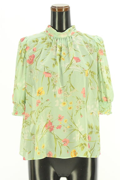 クリックで大画像表示 Lois CRAYON(ロイスクレヨン)の古着「6分袖花柄シフォンカットソー(カットソー・プルオーバー)」大画像1へ