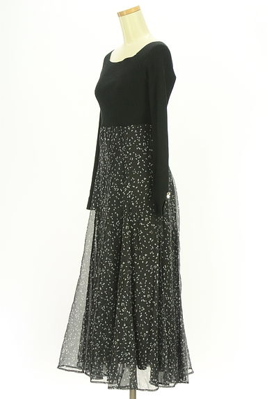 Mystrada（マイストラーダ）の古着「リブニット×変形ドット柄シフォン切替ワンピース（ワンピース・チュニック）」大画像３へ