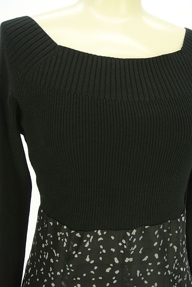 Mystrada（マイストラーダ）の古着「リブニット×変形ドット柄シフォン切替ワンピース（ワンピース・チュニック）」大画像４へ