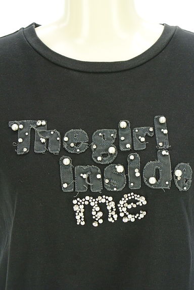 GRACE CONTINENTAL（グレースコンチネンタル）の古着「パール&ラインストーン付きロゴTシャツ（Ｔシャツ）」大画像４へ