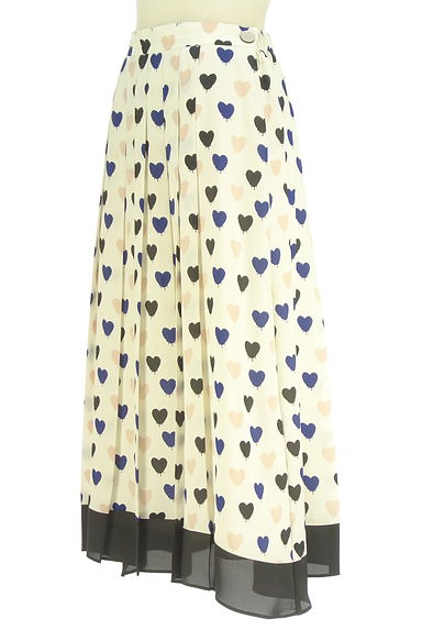 クリックで大画像表示 Grace Class(グレースクラス)の古着「マルチハート柄ミモレ丈プリーツスカート(ロングスカート・マキシスカート)」大画像3へ