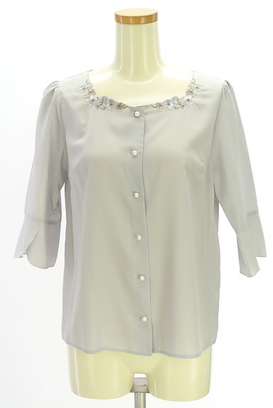 LAISSE PASSE（レッセパッセ）の古着「6分袖刺繍入りシフォンブラウス（ブラウス）」大画像１へ