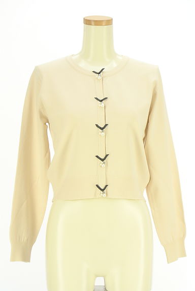 LAISSE PASSE（レッセパッセ）の古着「パール&ラインストーン付きニットカーデ（カーディガン・ボレロ）」大画像１へ