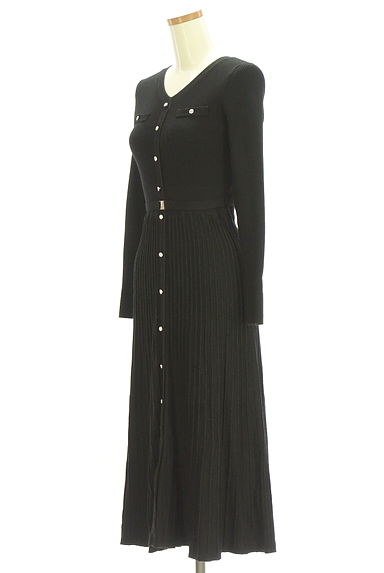 MISCH MASCH（ミッシュマッシュ）の古着「ベルト付き凹凸ストライプニットワンピース（ワンピース・チュニック）」大画像３へ