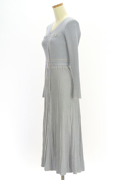 MISCH MASCH（ミッシュマッシュ）の古着「ベルト付きラメストライプロングニットワンピ（ワンピース・チュニック）」大画像３へ