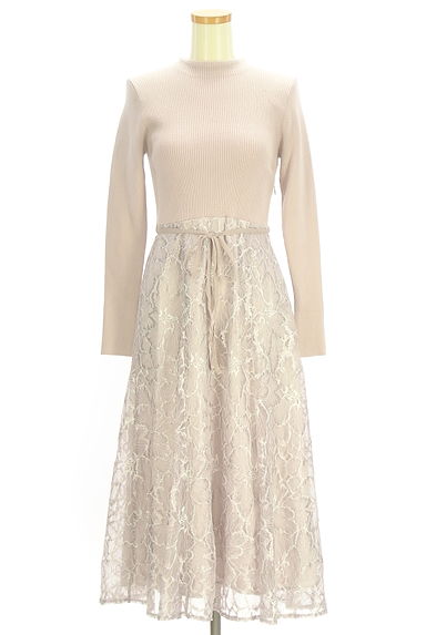 MISCH MASCH（ミッシュマッシュ）の古着「ベルト付きリブニット×レースロングワンピース（ワンピース・チュニック）」大画像１へ