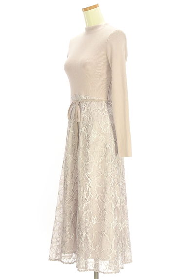 MISCH MASCH（ミッシュマッシュ）の古着「ベルト付きリブニット×レースロングワンピース（ワンピース・チュニック）」大画像３へ