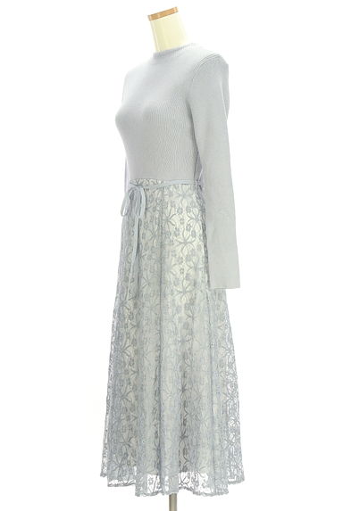 MISCH MASCH（ミッシュマッシュ）の古着「ベルト付きリブニット×レースワンピース（ワンピース・チュニック）」大画像３へ