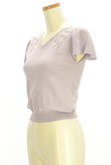 MISCH MASCH（ミッシュマッシュ）の古着「花刺繍入り半そでVネックニットトップス（ニット）」大画像３へ