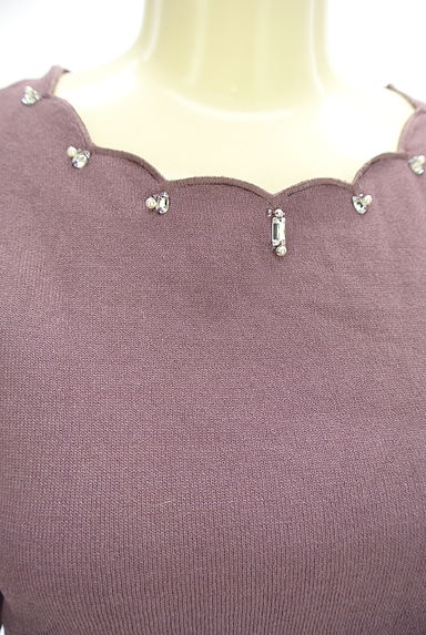MISCH MASCH（ミッシュマッシュ）の古着「ラインストーン付きスカラップニットトップス（ニット）」大画像４へ
