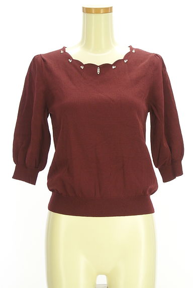 MISCH MASCH（ミッシュマッシュ）の古着「ラインストーン入りスカラップニットトップス（ニット）」大画像１へ