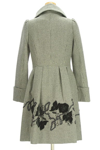 Lois CRAYON（ロイスクレヨン）の古着「花刺繍×千鳥格子柄ロングコート（コート）」大画像２へ