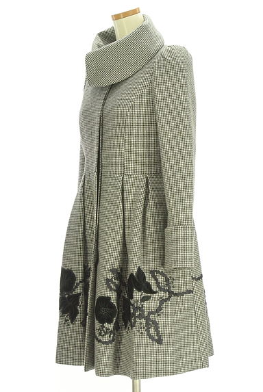 Lois CRAYON（ロイスクレヨン）の古着「花刺繍×千鳥格子柄ロングコート（コート）」大画像３へ